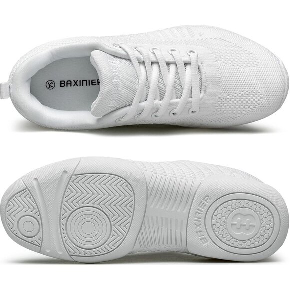 Girls White Cheerleading Shoes Breathable Youth Cheer Competition Sneakers - Picture 6 of 8